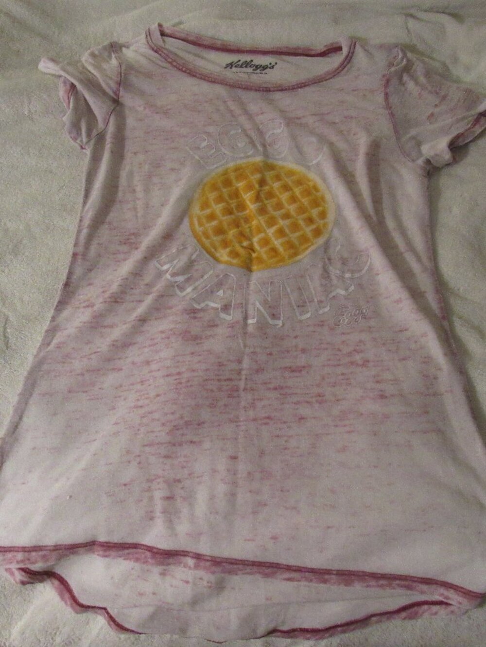 Kellogg's Pink Eggo Shirt Burnout  Size Large  USED